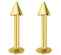 Jewel Barrel 2pcs Labret Piercing Studs Lip Jewellery Bars Monroe Helix Tragus Medusa Ring 6mm 8mm 10mm 12mm Length with 3mm Cones Pair (Gold, 12)