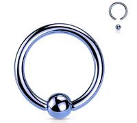 Jewel Barrel Ball Closure Ring BCR Captive Bead Piercing Jewellery - 16G (1.2mm) Surgical Steel Nose, Septum, Cartilage, Tragus, Eyebrow & Lip Rings - Sizes 6/8/10/12mm with Ball (Light Blue, 6mm)