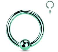 Jewel Barrel Ball Closure Ring BCR Captive Bead Piercing Jewellery - 16G (1.2mm) Surgical Steel Nose, Septum, Cartilage, Tragus, Eyebrow & Lip Rings - Sizes 6/8/10/12mm with Ball (Aqua, 6mm)