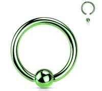 Jewel Barrel Ball Closure Ring BCR Captive Bead Piercing Jewellery - 16G (1.2mm) Surgical Steel Nose, Septum, Cartilage, Tragus, Eyebrow & Lip Rings - Sizes 6/8/10/12mm with Ball (Green, 8mm)