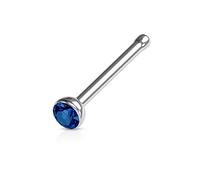 Jewel Barrel Crystal Nose Studs Nostril Pin Piercing Jewellery Thin 20G Nasal Ring Bone Surgical Steel with Tiny Gem Stone (Blue)