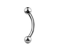Jewel Barrel Curved Barbell Eyebrow Piercing Jewellery Bar Ring Anodized Steel, 16G (Gauge) 6, 8, 10mm Length with Balls (Silver, 8)