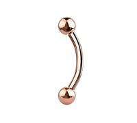 Jewel Barrel Curved Barbell Eyebrow Piercing Jewellery Bar Ring Anodized Steel, 16G (Gauge) 6, 8, 10mm Length with Balls (Rose Gold, 8)