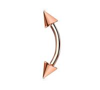 Jewel Barrel Curved Barbells Eyebrow Piercing Bars Surgical Steel 16G 6mm 8mm 10mm 12mm Rook Daith Earring Banana Bar with Cones Spikes (Rose Gold, 6)