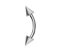 Jewel Barrel Curved Barbells Eyebrow Piercing Bars Surgical Steel 16G 6mm 8mm 10mm 12mm Rook Daith Earring Banana Bar with Cones Spikes (Silver, 12)