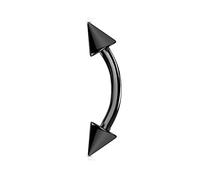 Jewel Barrel Curved Barbells Eyebrow Piercing Bars Surgical Steel 16G 6mm 8mm 10mm 12mm Rook Daith Earring Banana Bar with Cones Spikes (Black, 8)