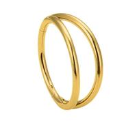Jewel Barrel Double Hoop Nose Ring Earring - Hinged Segment Clicker for Septum, Cartilage, Helix, Conch Ear & Nostril - Stackable Gold & Silver - 6 |8 |10mm - Womens & Mens (Gold, 16G - 10mm)