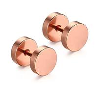 Jewel Barrel Fake Ear Plug Cheater Illusion Earrings - 2pcs 16G (1.2mm) Surgical Steel Stretch Plug Illusion Studs - 4/6/8/10 mm Options - Silver, Black, Rose, Blue, Gold