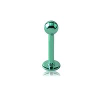 Jewel Barrel Labret Stud - 16G (1.2mm) Surgical Steel Flat Back Lip & Monroe Piercing Bar - 6mm 8mm 10mm 12mm Length with 3mm Ball End - Hypoallergenic (Aqua, 6mm)