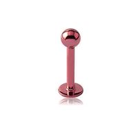 Jewel Barrel Labret Stud - 16G (1.2mm) Surgical Steel Flat Back Lip & Monroe Piercing Bar - 6mm 8mm 10mm 12mm Length with 3mm Ball End - Hypoallergenic (Pink, 8mm)