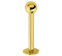 Jewel Barrel Labret Stud - 16G (1.2mm) Surgical Steel Flat Back Lip & Monroe Piercing Bar - 6mm 8mm 10mm 12mm Length with 3mm Ball End - Hypoallergenic (Gold, 8mm)