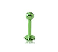 Jewel Barrel Labret Stud - 16G (1.2mm) Surgical Steel Flat Back Lip & Monroe Piercing Bar - 6mm 8mm 10mm 12mm Length with 3mm Ball End - Hypoallergenic (Green, 8mm)