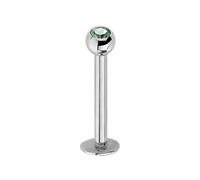 Jewel Barrel Labret Stud with CZ Gem - 16G Surgical Steel Lip Bar Piercing Jewellery - Monroe, Medusa, Tragus, Conch & Helix Stud - 6mm-12mm Length with Crystal Ball