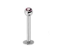 Jewel Barrel Labret Stud with CZ Gem - 16G Surgical Steel Lip Bar Piercing Jewellery - Monroe, Medusa, Tragus, Conch & Helix Stud - 6mm-12mm Length with Crystal Ball