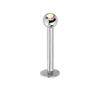 Jewel Barrel Labret Stud with CZ Gem - 16G Surgical Steel Lip Bar Piercing Jewellery - Monroe, Medusa, Tragus, Conch & Helix Stud - 6mm-12mm Length with Crystal Ball