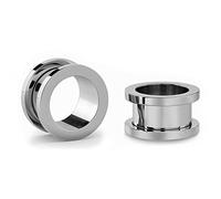 Jewel Barrel Pair Flesh Tunnels 2pcs Ear Stretcher Expanders Double Flared Screw Fit Piercing Surgical Steel 1.6mm - 20mm Silver Black Rose Gold Rainbow Blue (Silver, 2)