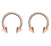 Jewel Barrel Pair Horseshoe Piercing Bars Circular Barbell for Septum, Nose, Tragus, Helix, Lip Ear Piercings 16G Hoop Jewellery 6mm 8mm 10mm 12mm with Cones Spikes X2pcs (Rose Gold, 8)