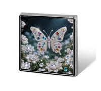 Jewel Butterfly Button Pin Metal Square Badge for Backpack Clothing - Enamel Style Lapel Brooch Decorative Gift