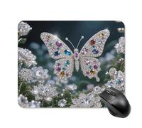 Jewel - Butterfly Mouse Pad Square Mice Mat Waterproof Computer Mousepad with Non-Slip Rubber Base Wireless Mice Pad for Laptop Office Home Personalized Gaming Mousepad 20 * 25cm