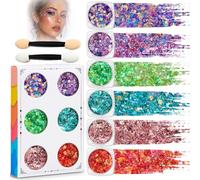 Jewel Carnival Face, Body & Hair Glitter Gel Set, 6 Colours, 2 Applicators