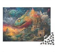 Jewel Castle Dragon 1000 Pieces Jigsaw Puzzles Gemstone Dragon Sturdy Cardboard for People Who Love Quiet Time Relaxation at Home 70x50cm/1000pcs