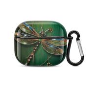 Jewel Dragonfly Bluetooth Earbuds Case Cover Full Body Shockproof Protection Hard Case Support Wireless Charging with Keychain Personalized Gift for AirPods 3