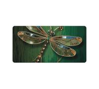Jewel Dragonfly Desk Pad Large Desk Protector Blotter Mat with Non-Slip Rubber Base Extended Waterproof Mouse Keyboard Pad Stitched Edge for Gaming Writing Office Home