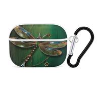 Jewel Dragonfly Earbuds Organizer Shockproof Protective Airpods Pro Cover with Carabiner Clip Anti Fall Carrying Earphone Case Cover for Airpods Pro 2nd Generation White