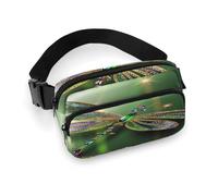 Jewel Dragonfly Fanny Pack Belt Bag with Adjustable Strap Fashion Waist Bag for Outdoor Sports Hiking, white, 20x13cm, Full Printed Waist Bag