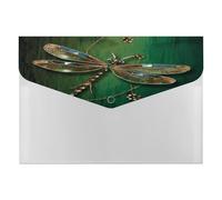 Jewel Dragonfly File Folder with Snap&6 Pockets Reusable File Organizer Portable Document Paper Bill Receipt Organizer Plastic Envelopes for Office College Letter Size