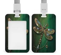 Jewel Dragonfly ID Badge Holder Waterproof Card Protector Push-Pull Slot Work ID Card Holder with Lanyard Personalized Detachable Card Holders for Office Corporate Use