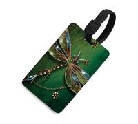 Jewel Dragonfly Luggage Tag for Suitcases TSA Approved with Name Id Card Suitcase Tags Identifiers Black Strap Clear Window Personalized Baggage Tag for Cruise Airport Travel Essentials