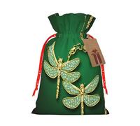 jewel dragonfly -Print Reusable Burlap Pouches Drawstring Bags, Rustic Wedding Christmas Party Favors Bulk Packaging.