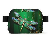 Jewel Dragonfly Print Waterproof Sling Bag with Large Opening Side Bag Durable Waist Pack for Running Cycling Travel