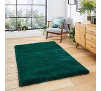 Jewel Green Shaggy Plain Modern Polyester Easy To Clean Rug For Living Room And Bedroom-80Cm X 150Cm