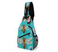 Jewel Insect Pattern Sling Bag Small Crossbody Bags with Adjustable Strap Durable Chest Bag for Hiking Travel