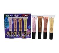 Jewel Pop Glass Glow Mini Lip Collection by Kevyn Aucoin for Women - 4 x 0.1 oz Brilliant Glass, Prism Rose, Gold Beam, Spectrum Bronze