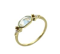 Jewel Ring, 18K Wedding Ring Yellow Gold White Marquise Topaz with Diamond Size L 1/2 Stackable Knuckle for Women Prom