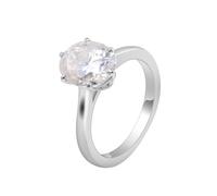 Jewel Ring Ladies Wedding Bands White Gold 9K Moissanite 6 Claws Solitary Oval with Moissanite Size H 1/2 Fashion for Ladies Graduation Jewelry