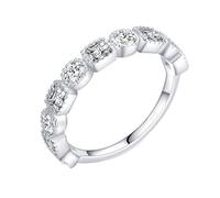 Jewel Rings for Women, 14 K White Gold Rings for Women Half Eternity with Round Moissanite Size L 1/2