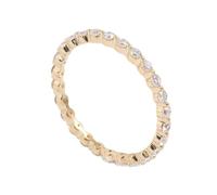 Jewel Rings for Women, Gold Ring Women 9K Yellow Gold Eternity Round with Moissanite Size L 1/2
