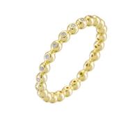 Jewel Rings for Women, Large Engagement Ring Bead with Round Shape Moissanite 18K Yellow Gold Size U 1/2