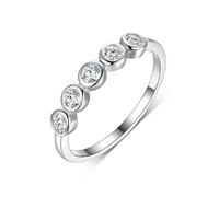 Jewel Rings for Women, Large Engagement Ring Round with 0.5ct Moissanite 9K White Gold Size S 1/2