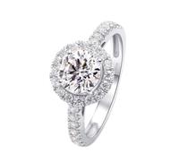 Jewel Rings for Women, Promise Ring Daughter 18K White Gold 4 Prong Elegant Ring with 1 Round Created Diamond Size K 1/2