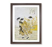 Jewel River At Ide By Harunobu Suzuki Asian Japanese Framed Print | A2 Walnut Framed Wall Art | Ready to Hang | Asian Landscape Picture | Living Room Bedroom Lounge Office