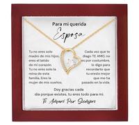 Jewelayer Collar para Mi Querida Esposa con Mensaje de Amor - Joyería Elegante con Caja de Regalo - Regalo Romántico de Aniversario o Cumpleaños, Stainless Steel, Cubic Zirconia