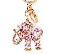 JewelBeauty Cute Elephant Keychain Sparkling Crystal Rhinestones Keyring Lovely Animal Pendant (Pink)