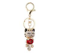 JewelBeauty Cute Kitten Bling Crystal Rhinestone Keychain Lovely Animal Cute Fortune Cat Keyring…, Black&red, S