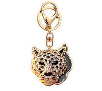 JewelBeauty Fashion Crystal Leopard Jaguar Head Key Ring Purse Bag Keychain Car Bag Pendant Decoration Gift, Gold Jaguar #2, One Size