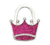 JewelBeauty Metal Folding Rhinestone Crown Handbag Bag Purse Table Hook Hanger Holder (Rosy)